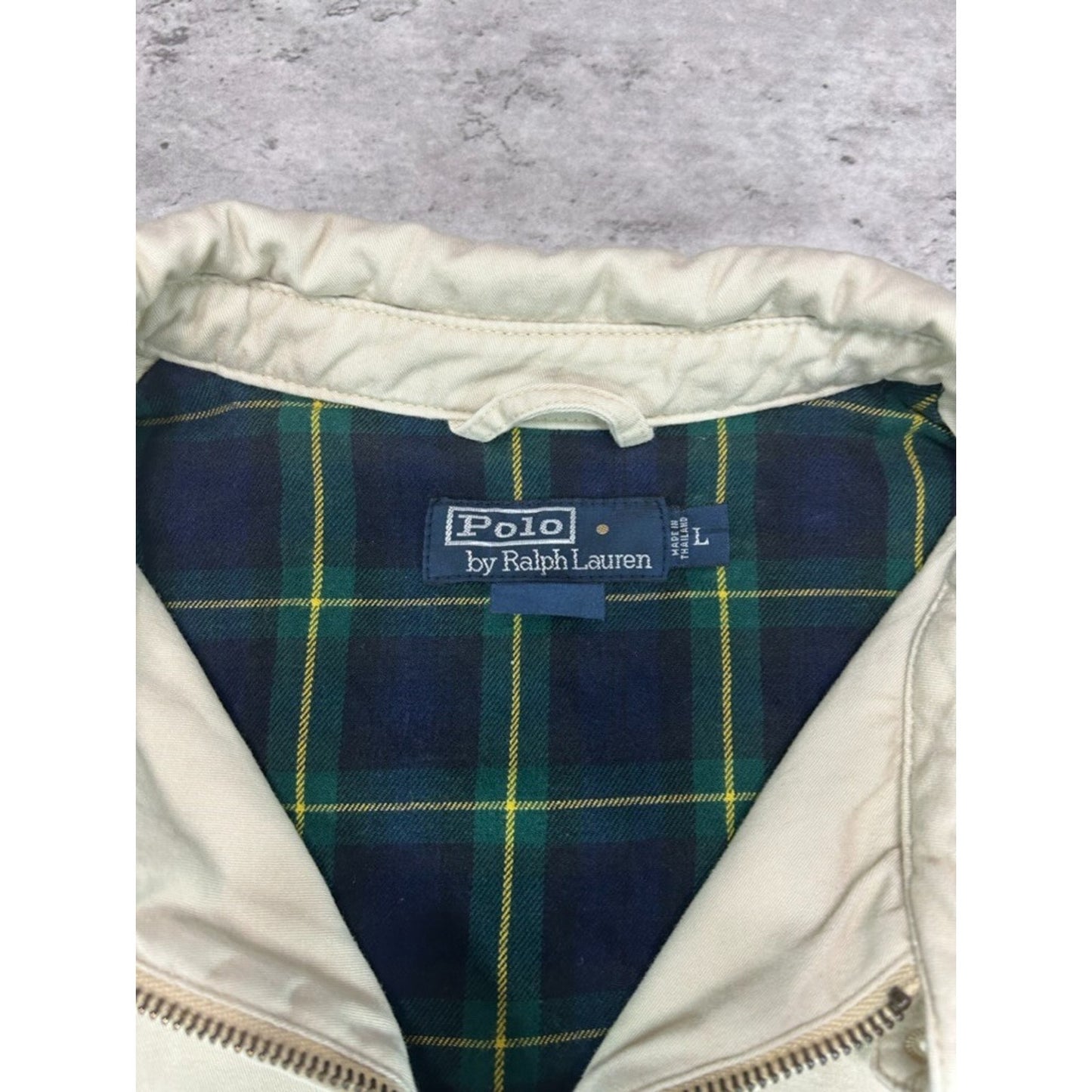 Vintage Polo Ralph Lauren Embroidered Pony Plaid Lined Harrington Jacket Large