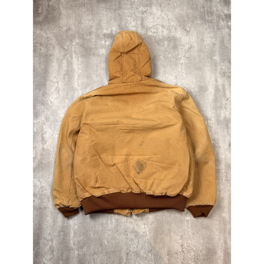 Vintage Carhartt Insulated Canvas Workwear Hooded Active Jacket Size Large USA