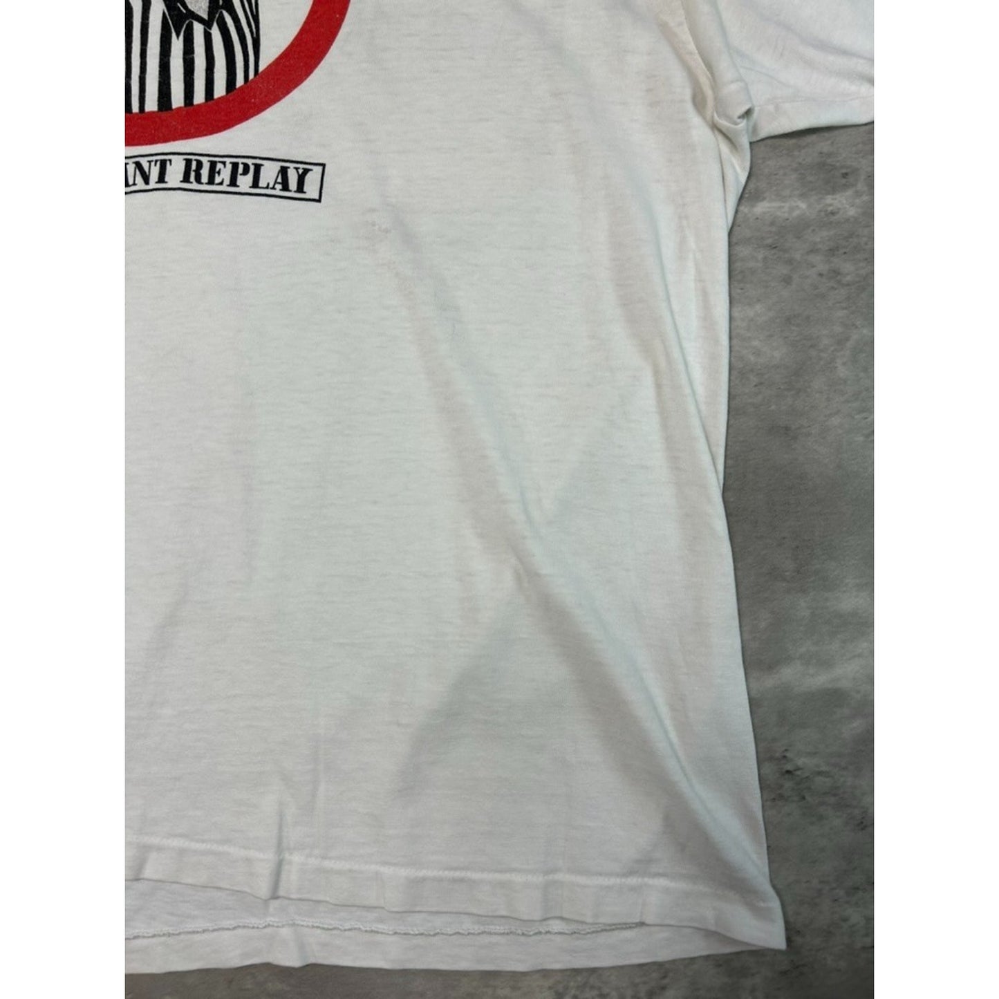 Vintage 90s No Instant Replay Camera Referee Graphic T-Shirt Size XL White