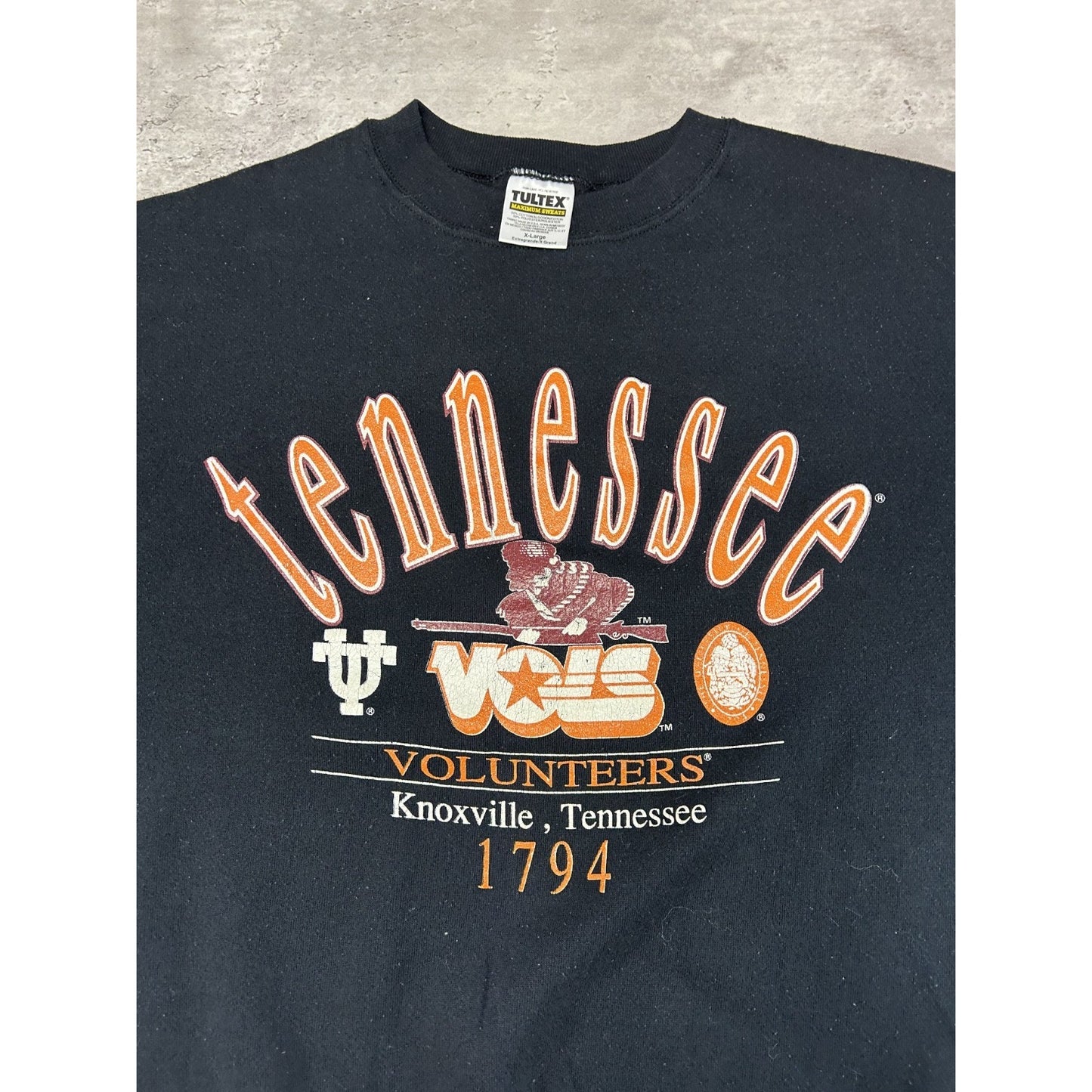 Vintage 90s Tennessee Volunteers NCAA Spellout Logo Graphic Sweatshirt Size XL