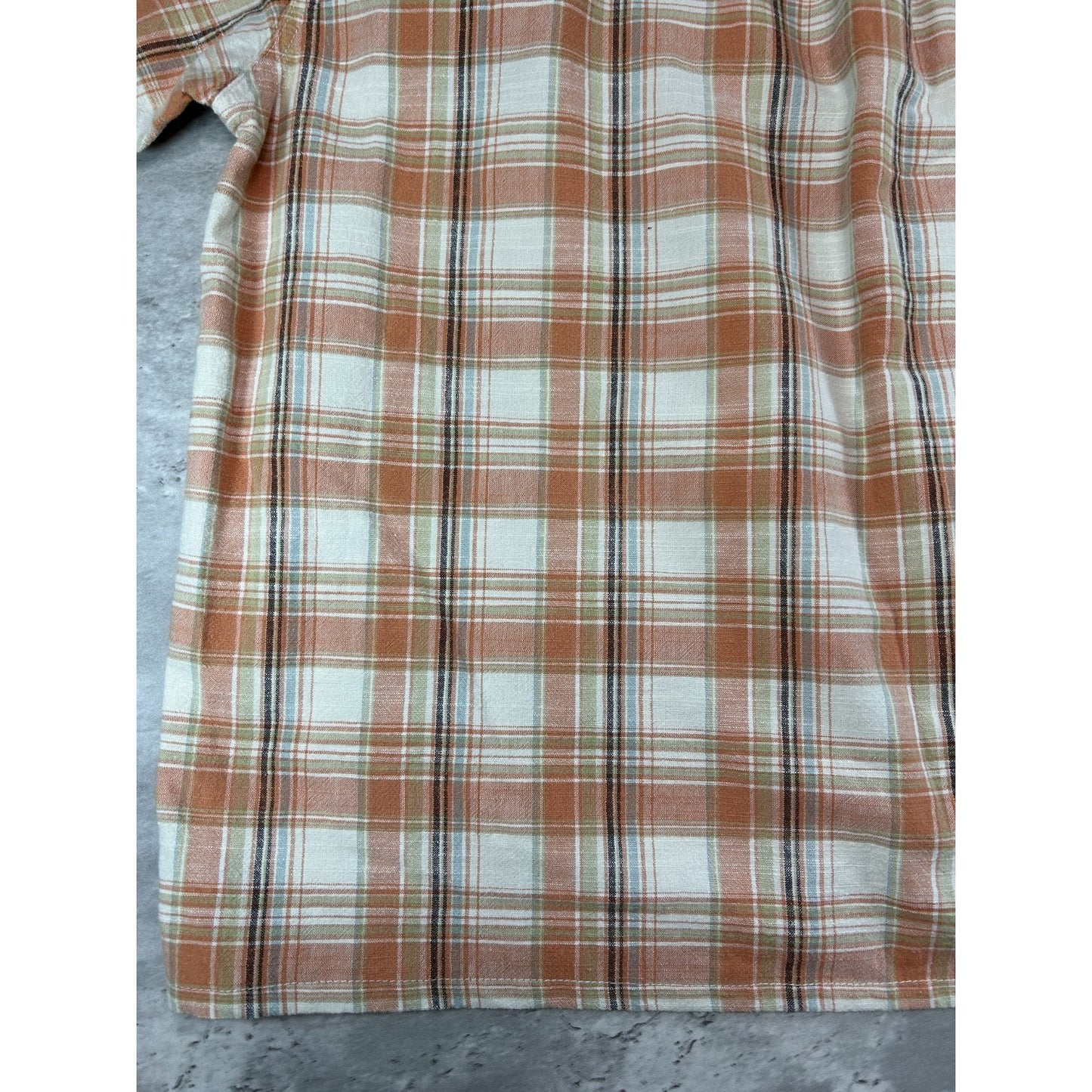 St Johns Bay Plaid Print Short Sleeve Reworked Cropped Button Up Shirt Sz Large