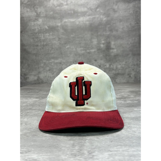 Vintage 90s Indiana Hoosiers NCAA Embroidered Logo Two Tone Snapback Hat OSFA
