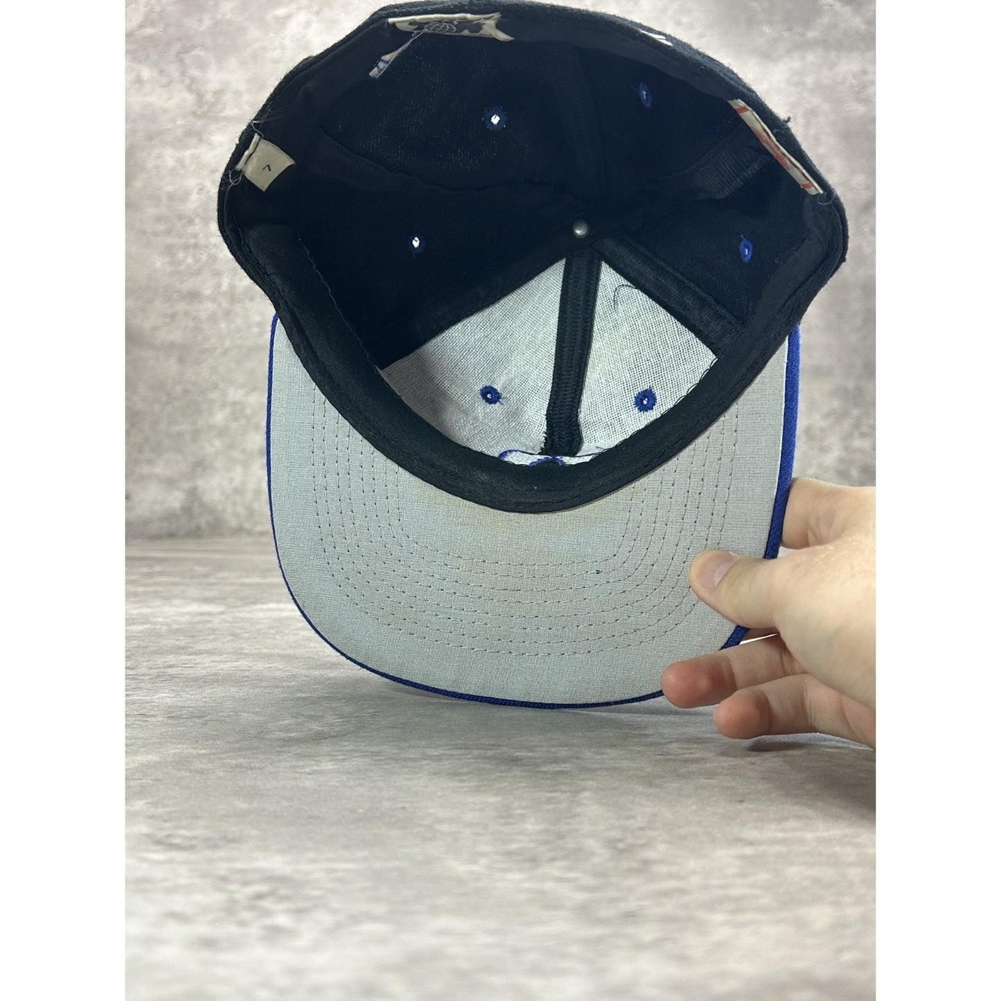 Vintage 90s Duke Blue Devils NCAA Embroidered Logo Fitted Hat Size 7
