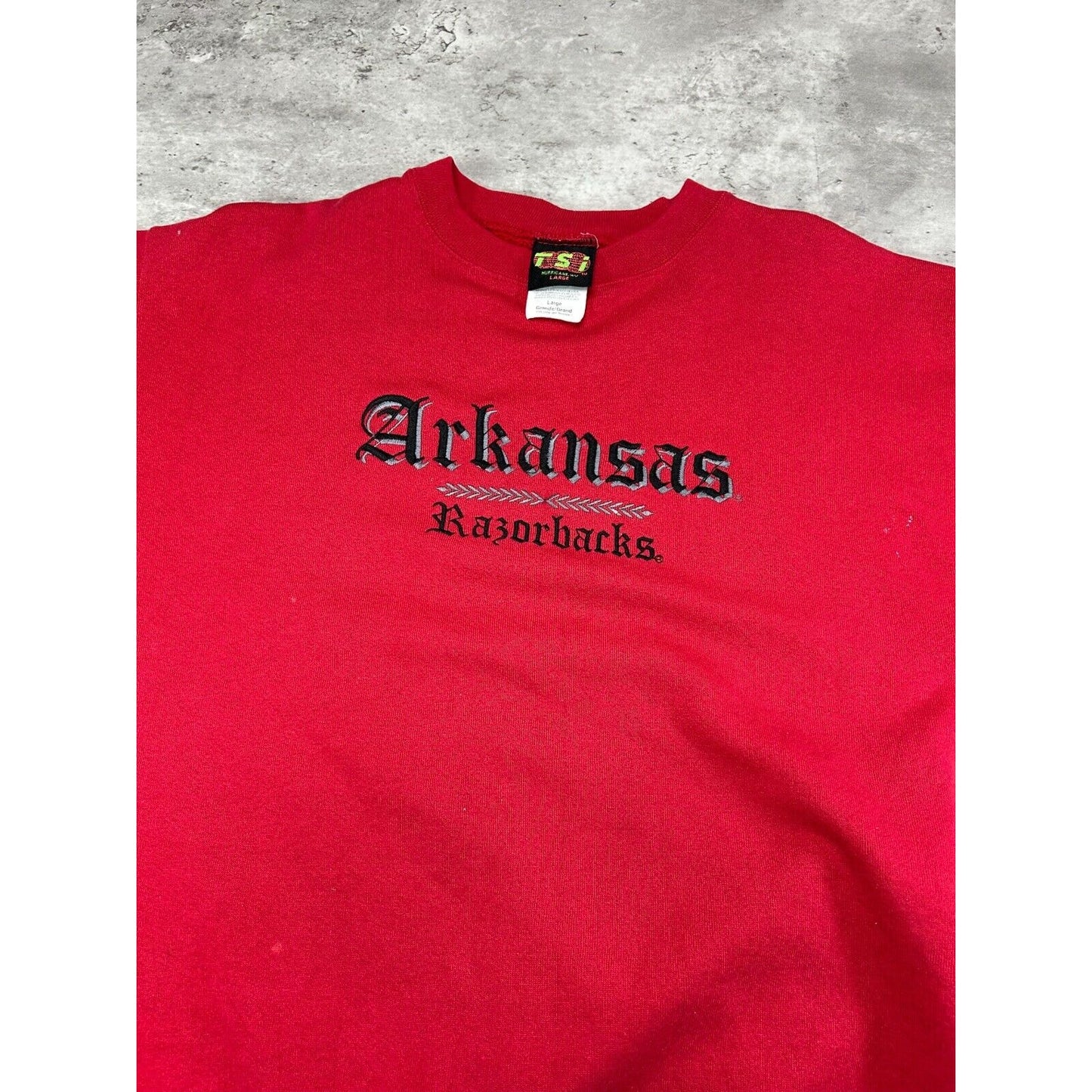 Vintage 90s Arkansas Razorbacks NCAA Embroidered Collegiate Sweatshirt Size Large