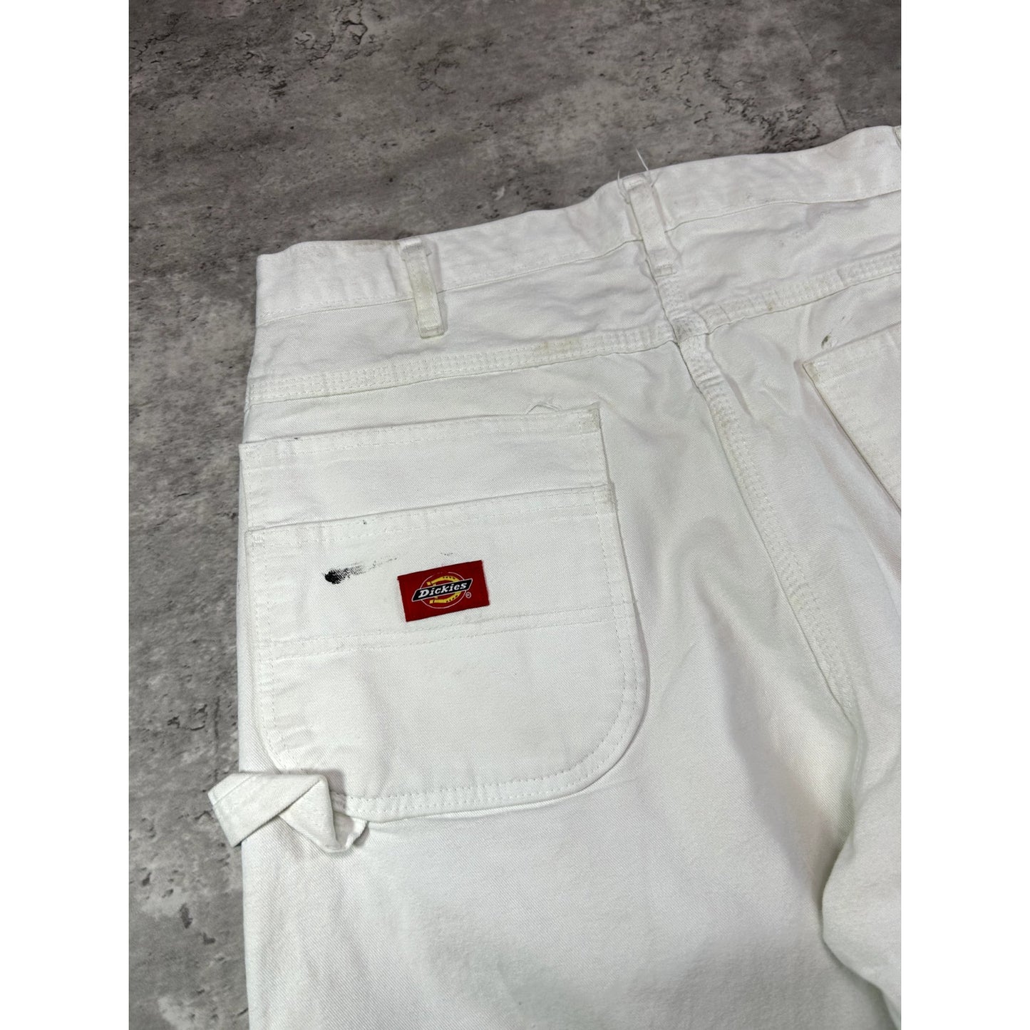 Vintage Dickies Canvas Work Wear Painters Double Knee Pants Size 36W White