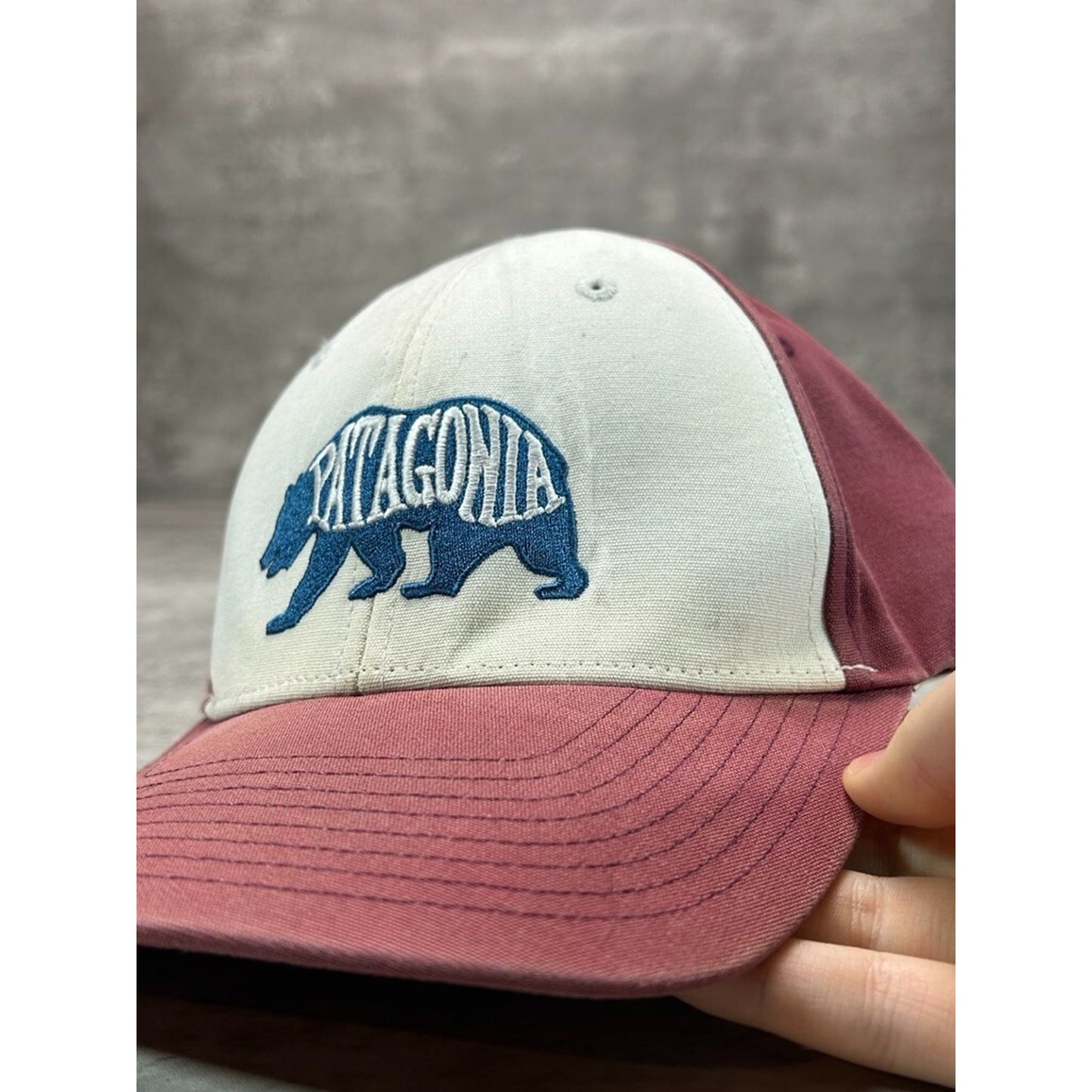 Patagonia Embroidered Bear Spellout Trucker Snapback Hat OSFA