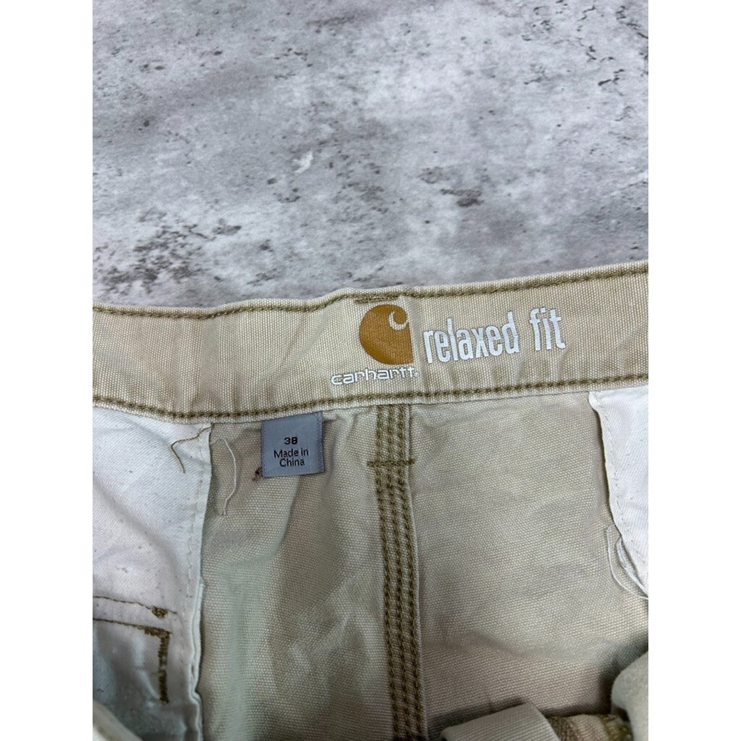 Carhartt Relaxed Fit Canvas Workwear Cargo Shorts Size 38 Beige
