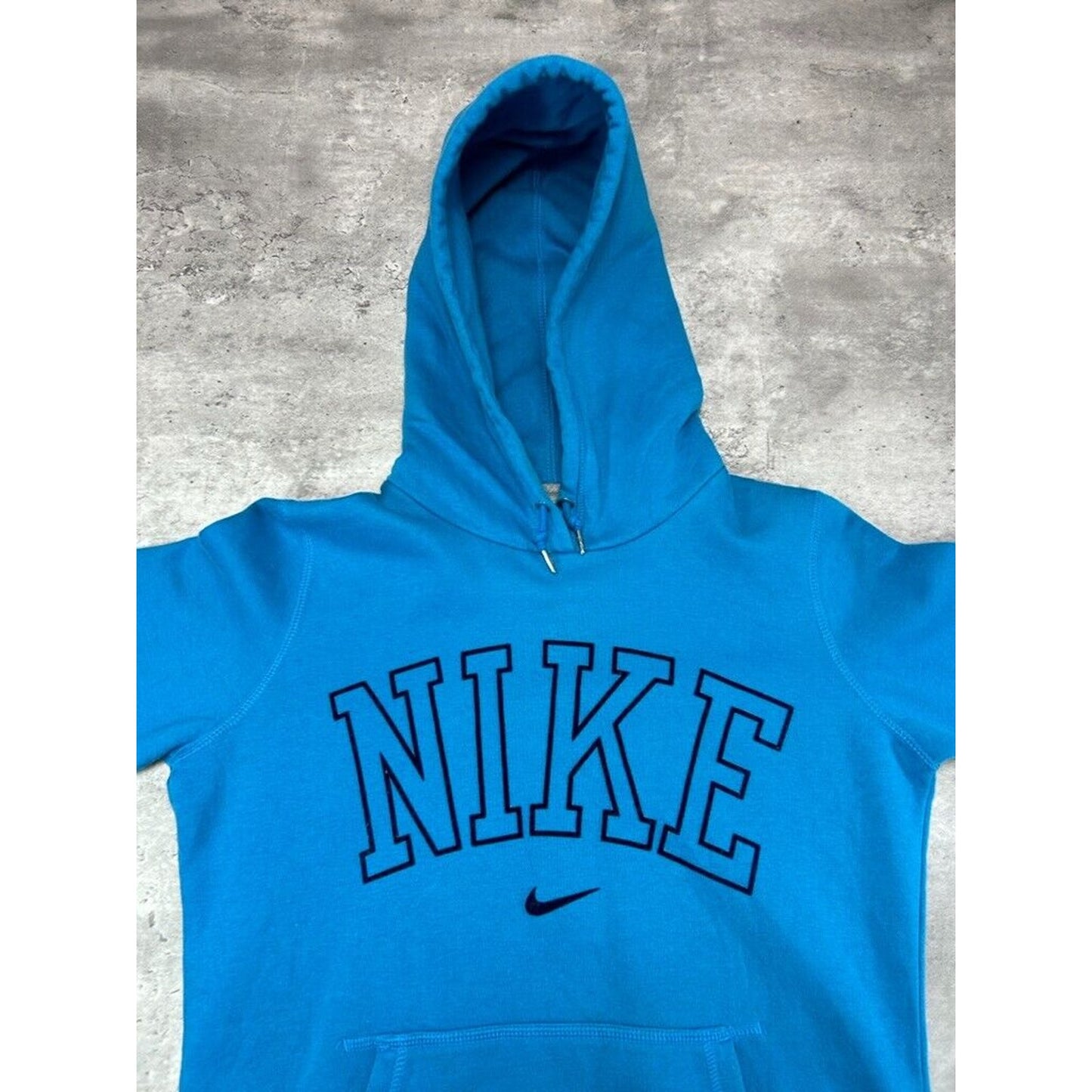 Vintage Womens Nike Graphic Spell Out Swoosh Hooded Pullover Sweatshirt Size Medium