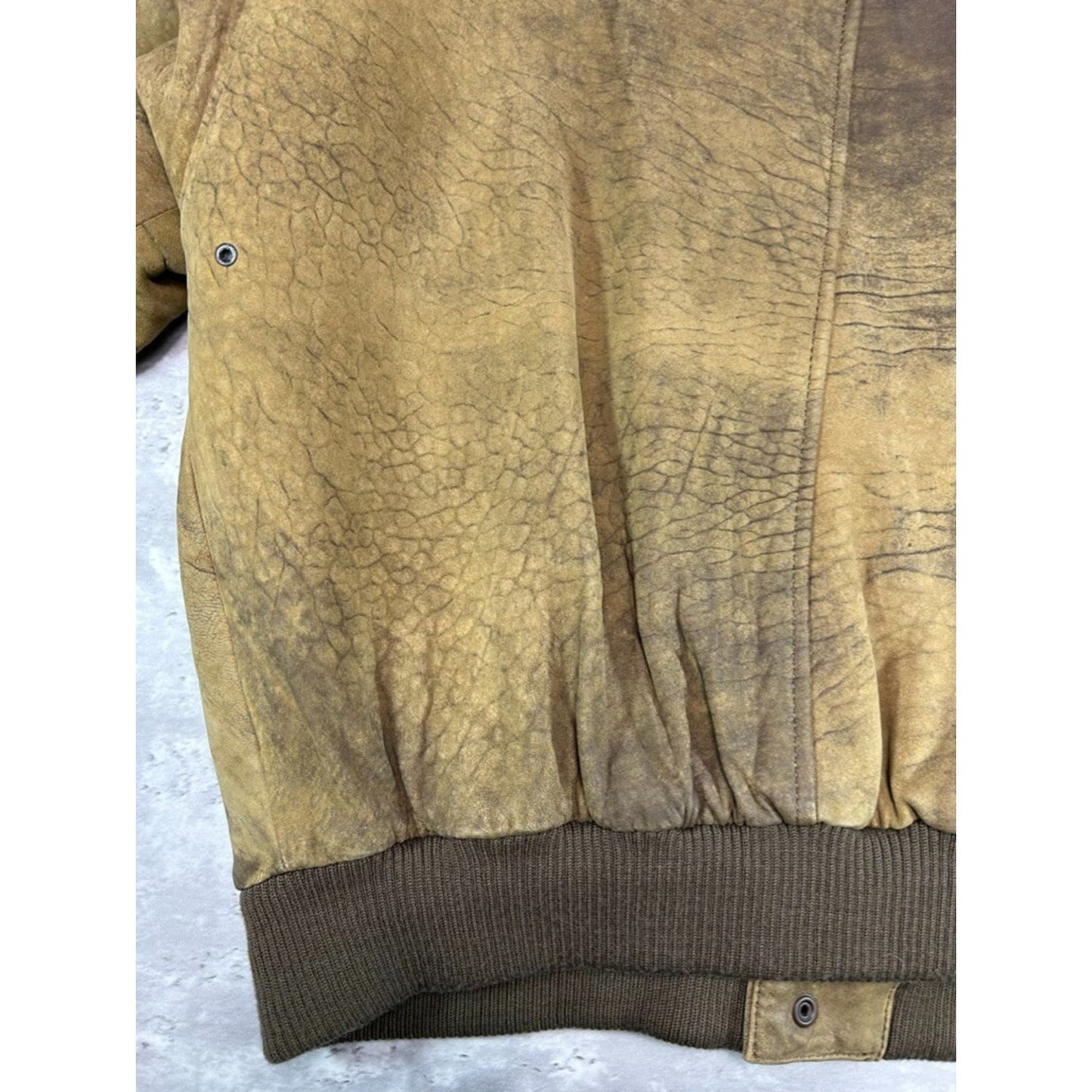 Vintage 90s Mirage Full Zip Distressed Leather Bomber Jacket Size Medium