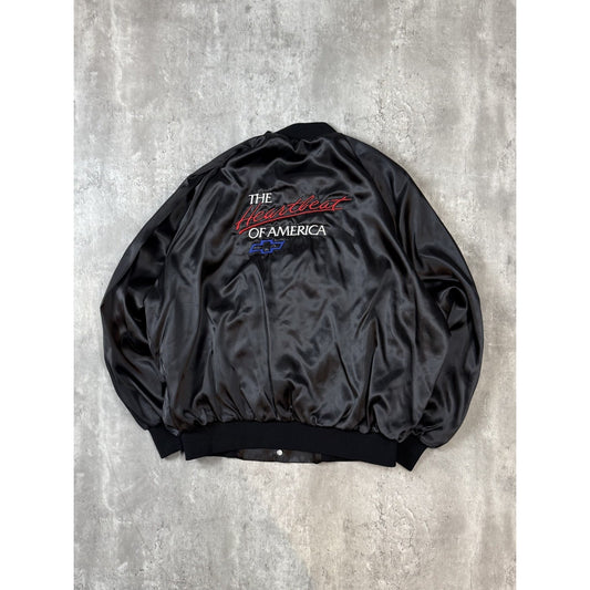 Vintage 80s/90s Chevrolet Heartbeat Of America Satin Bomber Jacket Size XL
