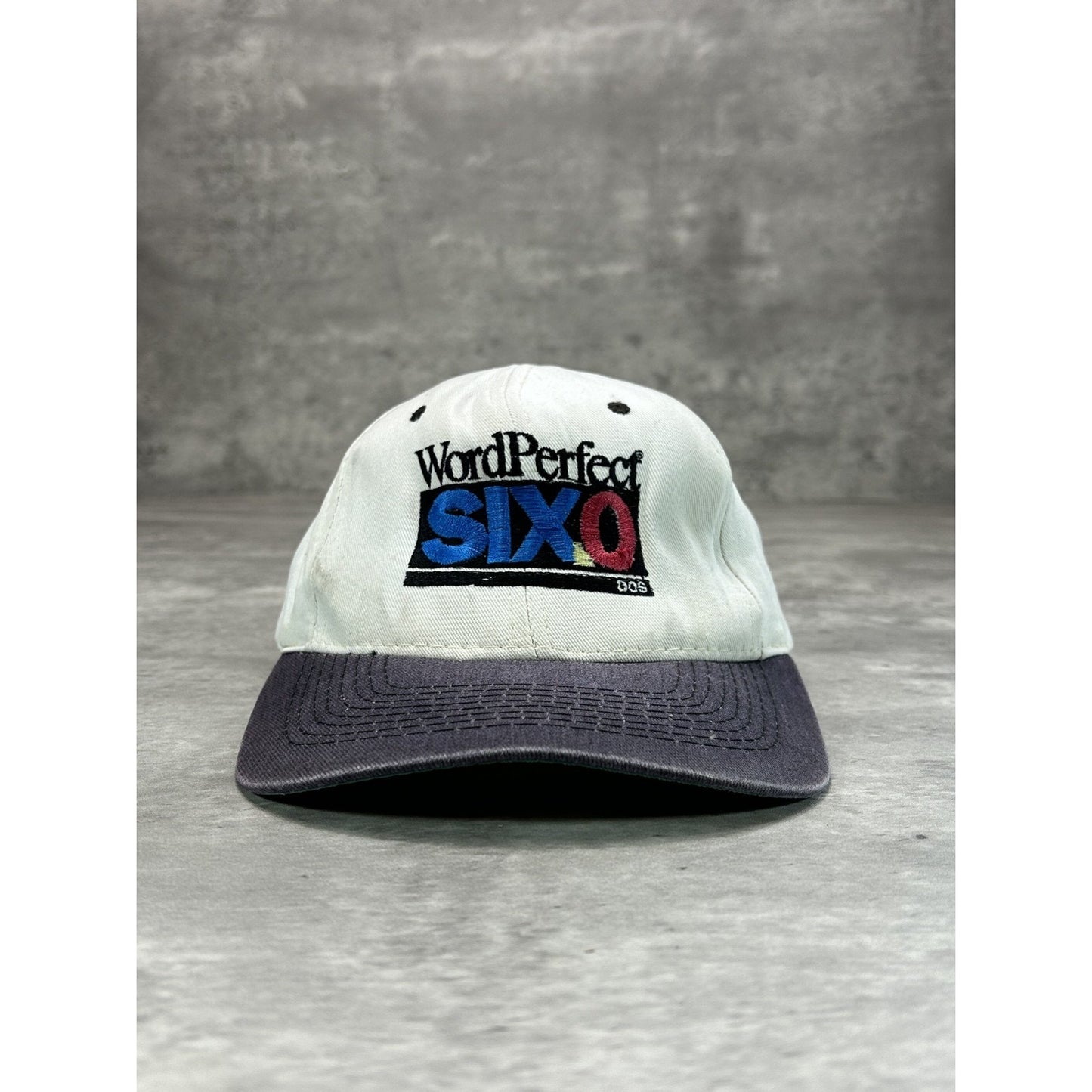 Vintage 90s Wordperfect Six.0 Embroidered Spellout Snapback Hat OSFA White