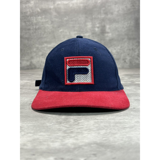 Vintage 90s Fila Embroidered Logo Two Tone Strapback Hat OSFA