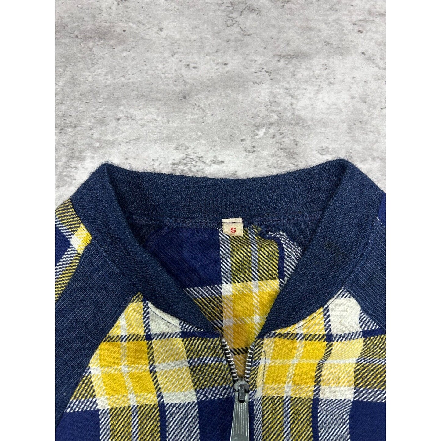 1960s Plaid Print Checkered Full Zip Bomber Jacket Size Small