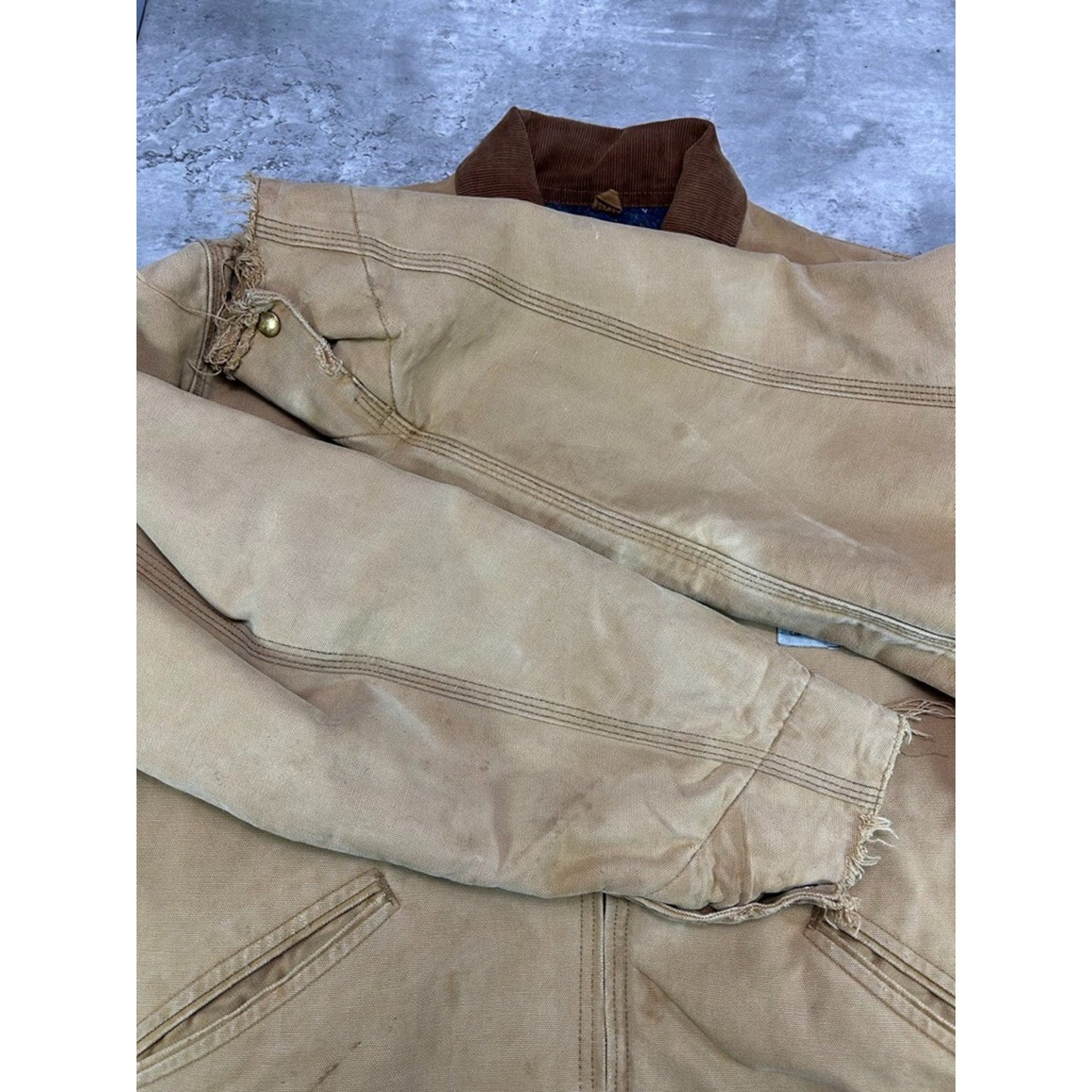 Vintage 90s Carhartt Blanket Lined Canvas Workwear Detroit Jacket Size XL