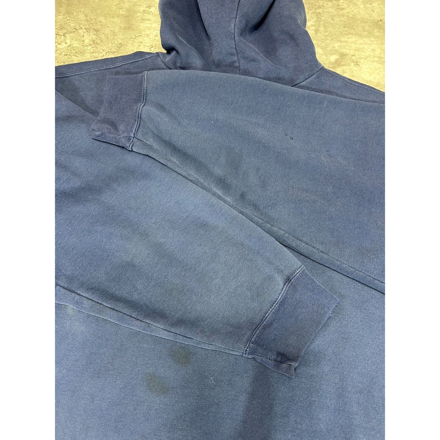 Vintage Carhartt Embroidered Spellout Hooded Workwear Sweatshirt Size XXL Blue
