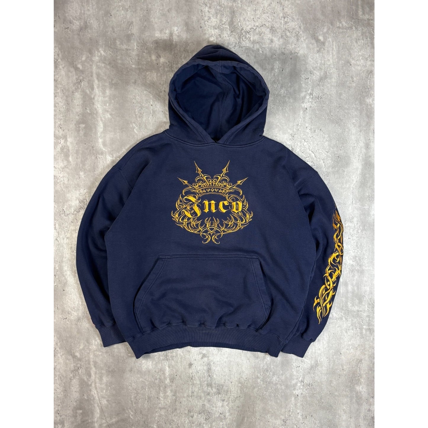 Vintage Y2K JNCO Embroidered Spellout Pullover Hooded Sweatshirt Size Medium