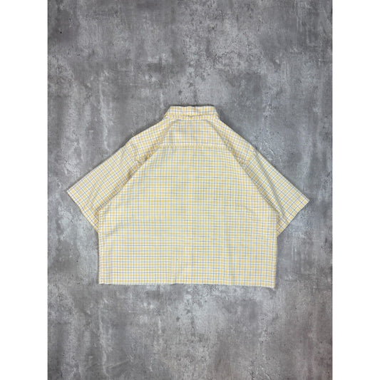 Vintage Mossimo Plaid Short Sleeve Cropped Button Up Shirt Size XL