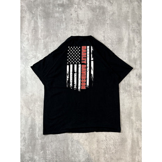 Vintage Harley Davidson American Flag skull Graphic T-Shirt Size 2XL Black