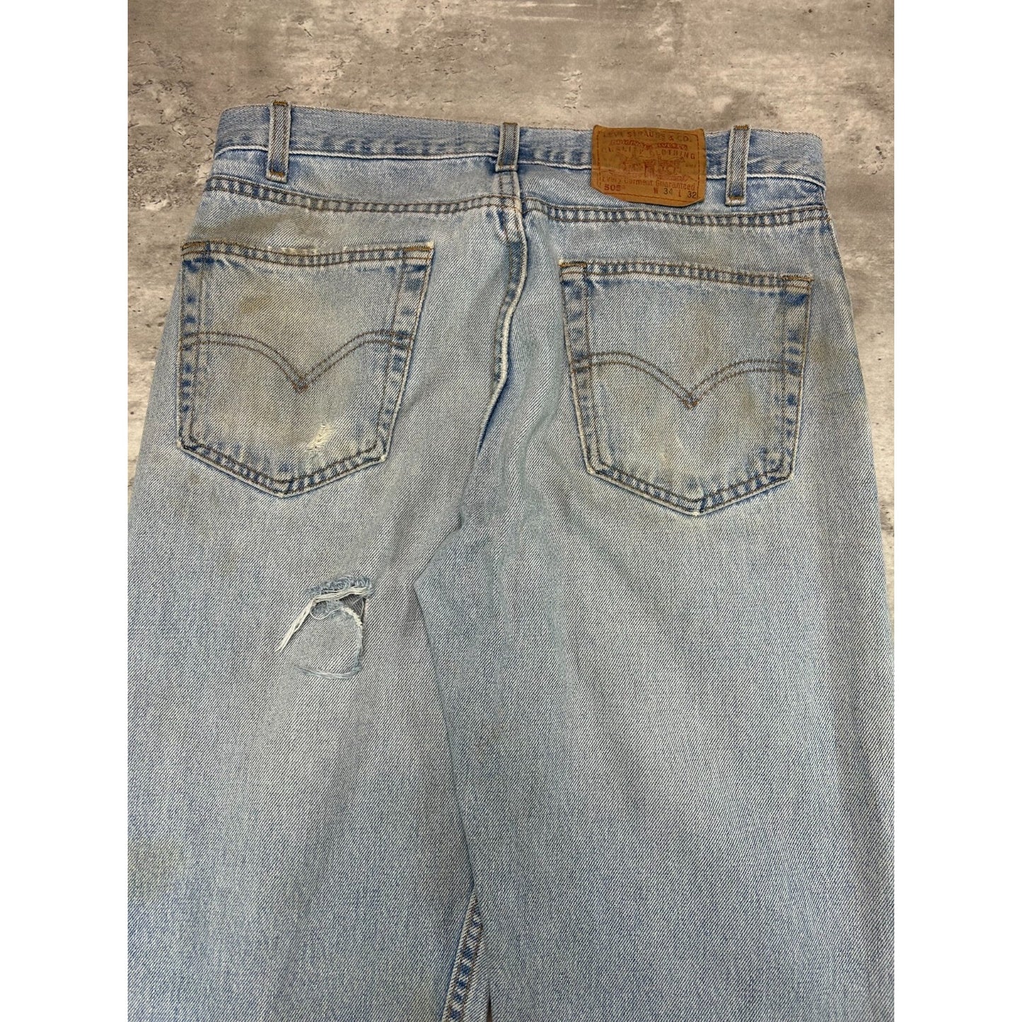 Vintage 90s Levis 505 Red Tab Straight Leg Light Wash Denim Pants Size 33