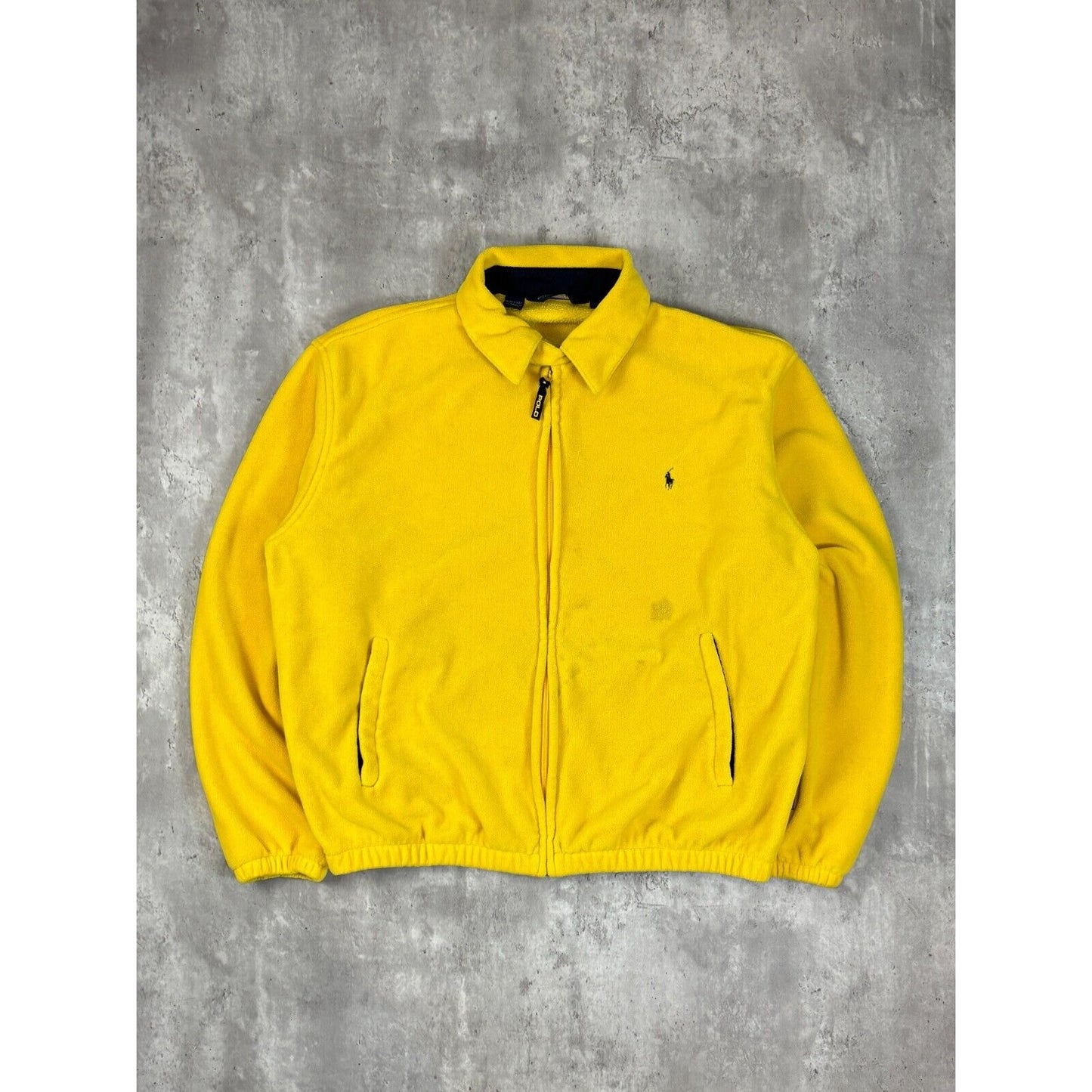 Vintage 90s Polo Golf Ralph Lauren Full Zip Fleece Sweatshirt Size Large Yellow