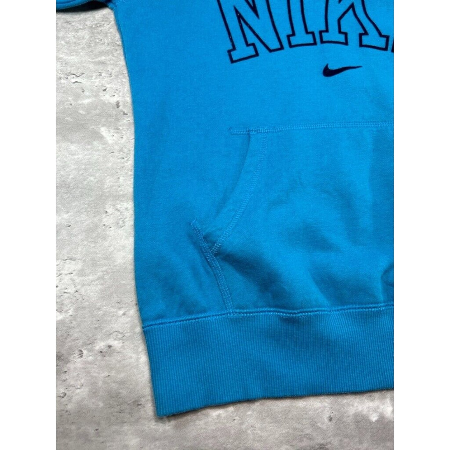 Vintage Womens Nike Graphic Spell Out Swoosh Hooded Pullover Sweatshirt Size Medium