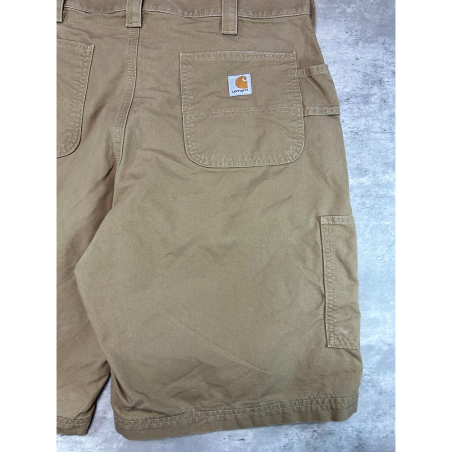Vintage Carhartt Original Fit Canvas Workwear Carpenter Shorts Size 38 Beige