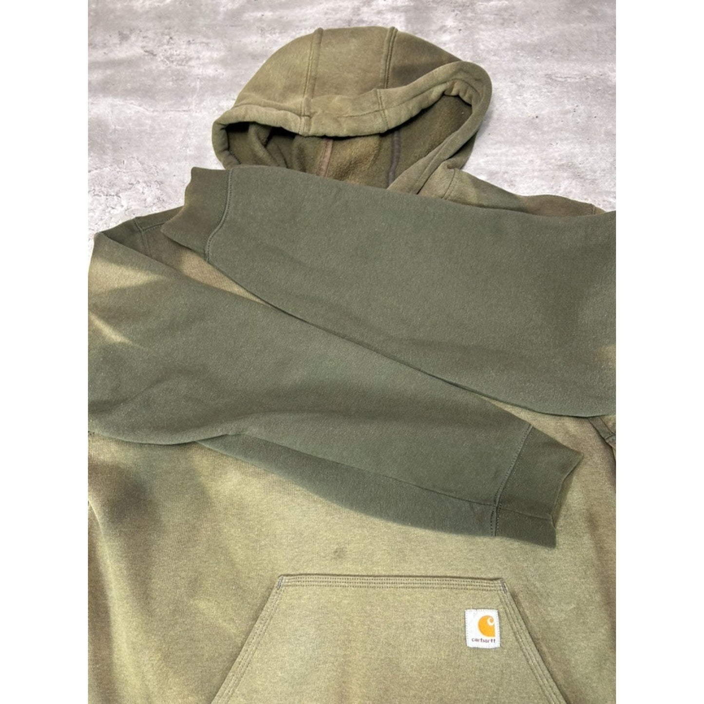 Vintage Carhartt Distressed Embroidered Patch Pullover Hooded Sweatshirt Size XL