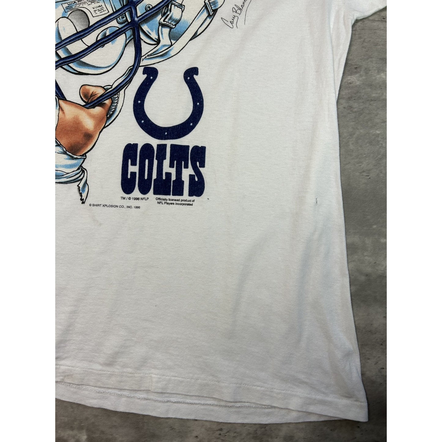Vintage 90s Indianapolis Colts NFL Helmet Graphic Football T-Shirt Size XL