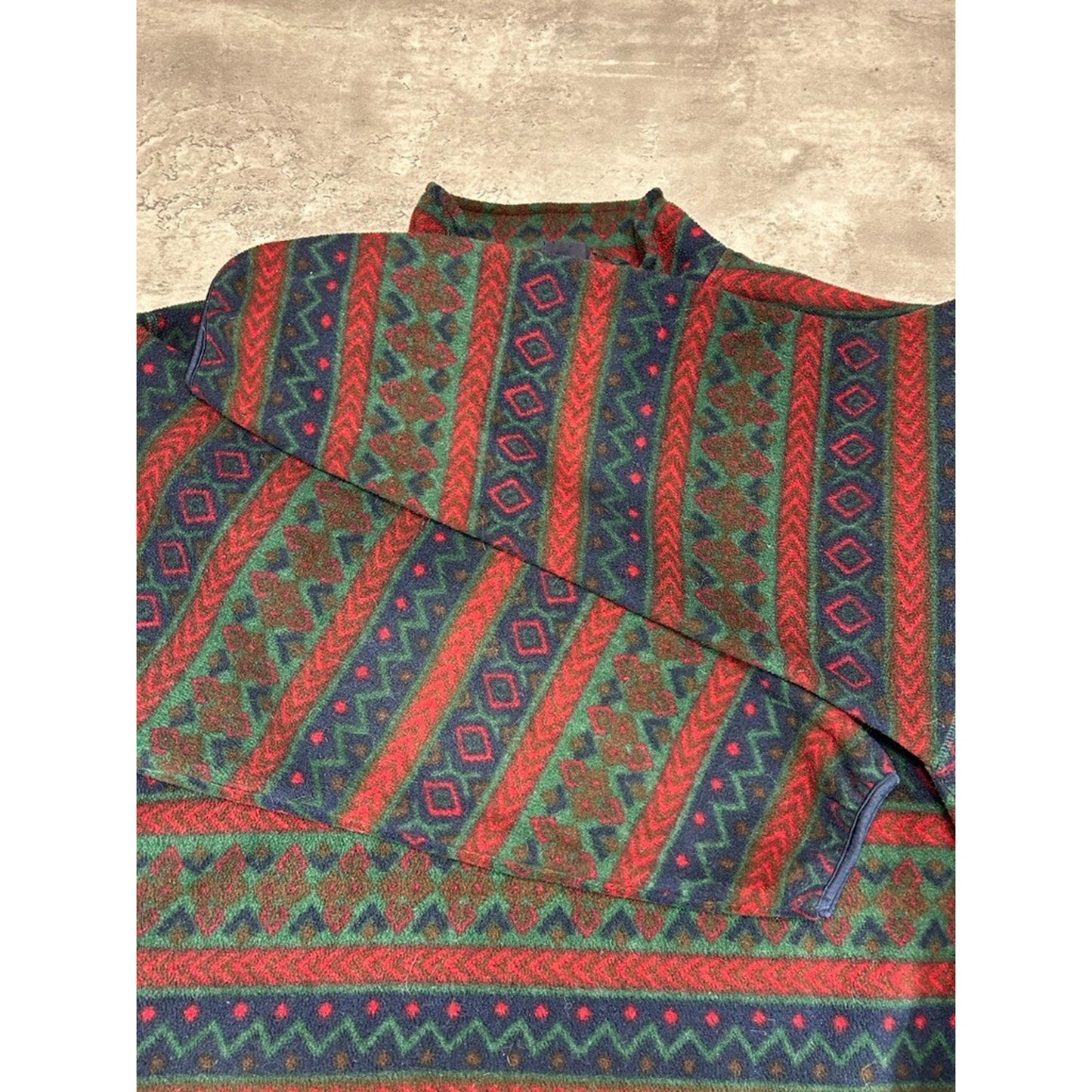 Vintage 90s Van Heusen Abstract Striped 3/4 Button Fleece Sweatshirt Size Large