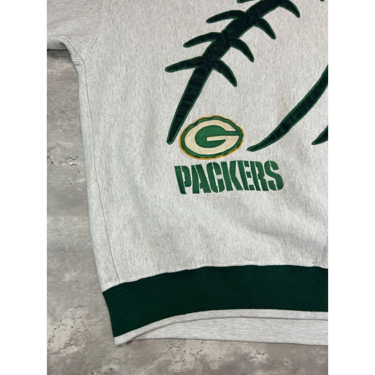 Vintage 90s Green Bay Packers NFL Embroidered Football Sweatshirt Size XXL Gray