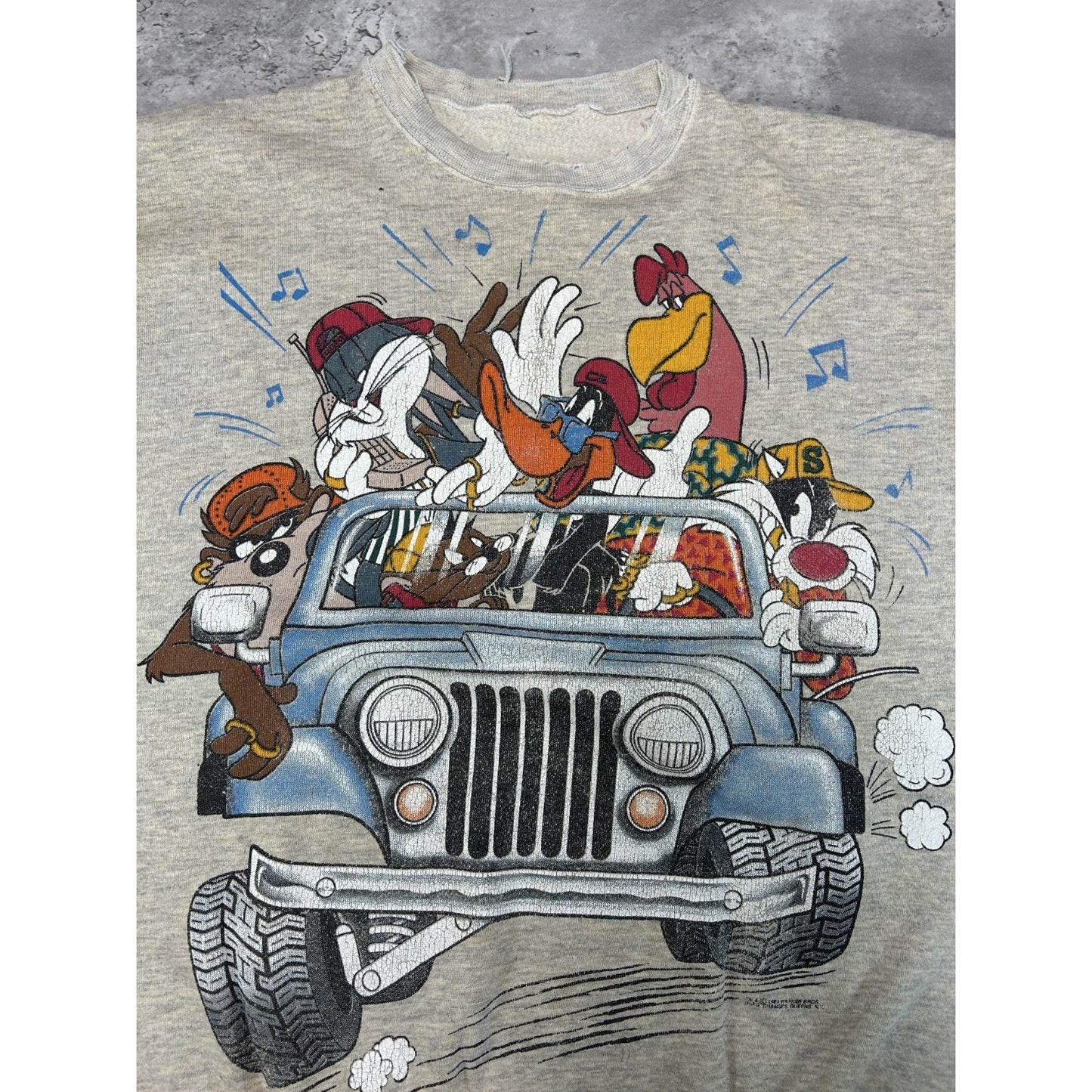Vintage 90s Looney Tunes Tv Show Promo Graphic Sleeveless Sweatshirt Size Medium