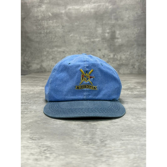 Vintage 90s Cayman Embroidered Crest Strapback Hat OSFA Blue