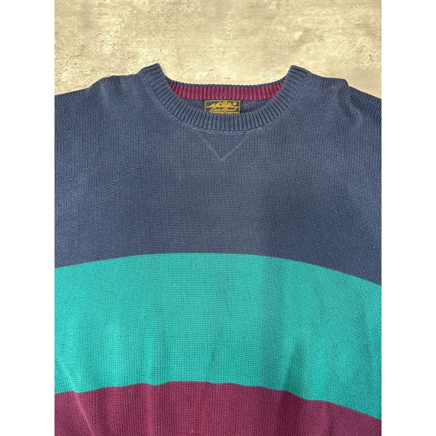Vintage 90s Eddie Bauer Striped Pullover Knit Sweater Size XL