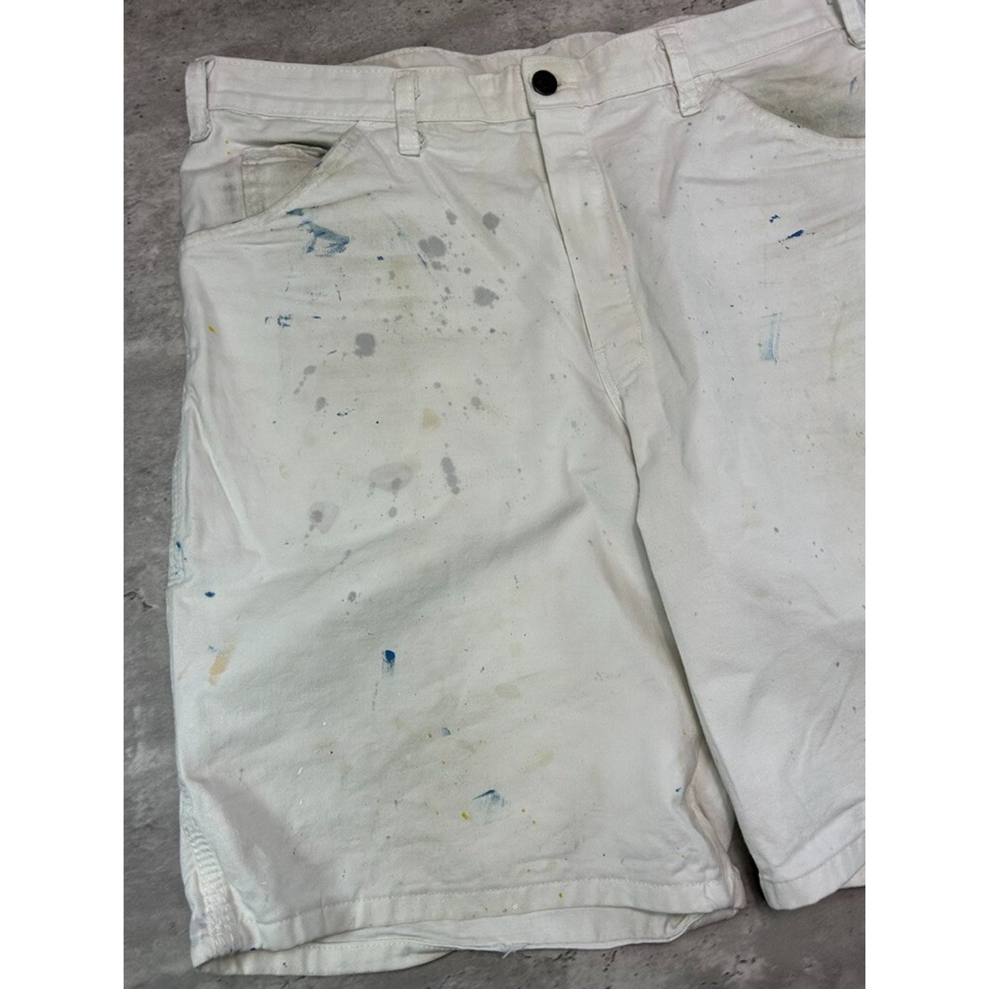 Vintage Dickies Canvas Workwear Painter Shorts Size 36 White