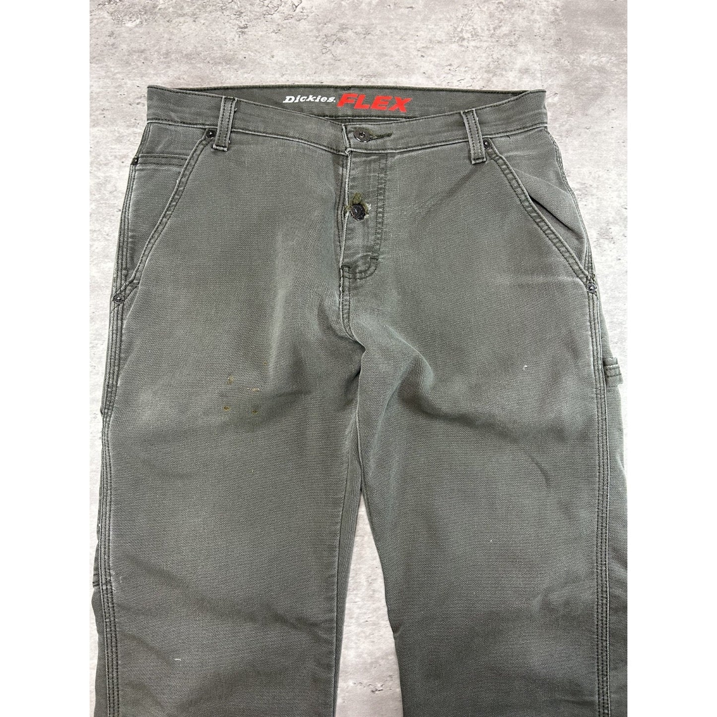 Dickies Flex Canvas Workwear Carpenter Pants Size 32 Green