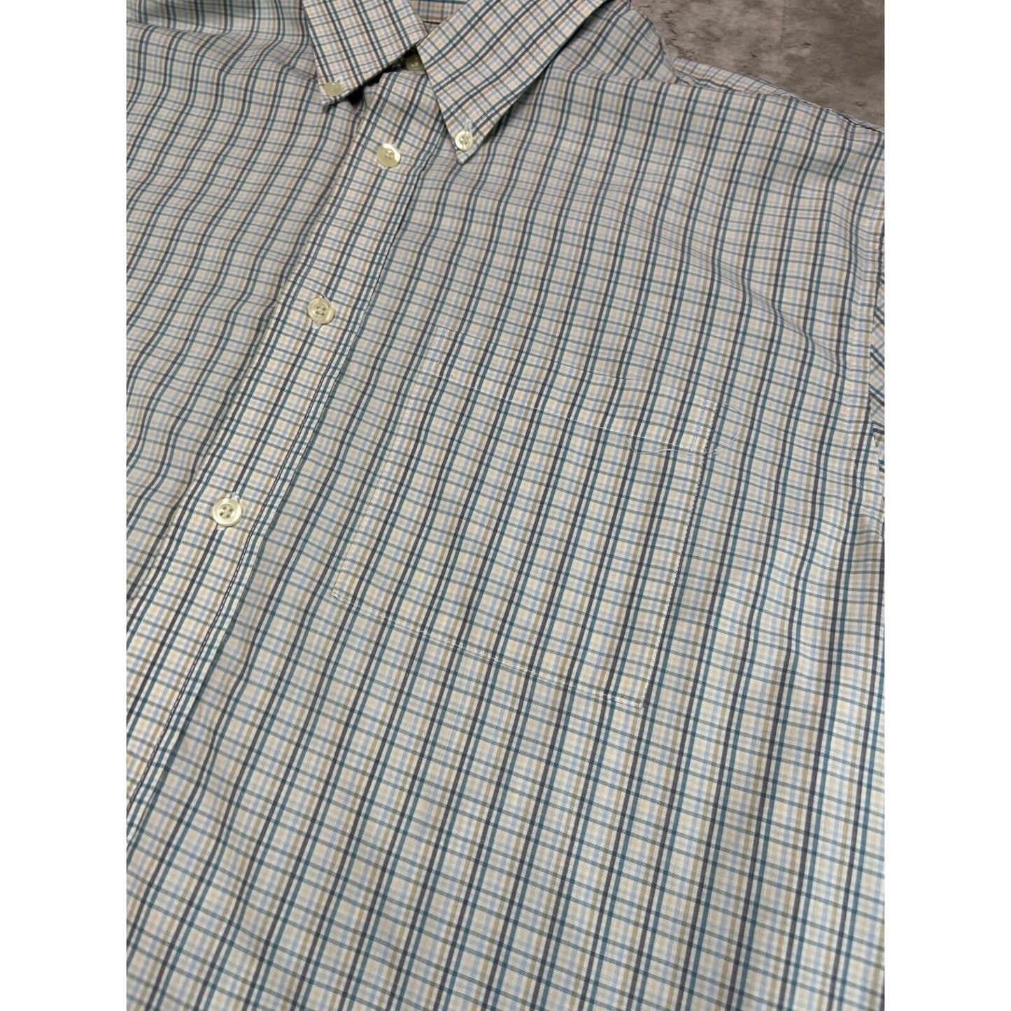 Vintage Consensus Plaid Short Sleeve Cropped Button Up Shirt Size Large