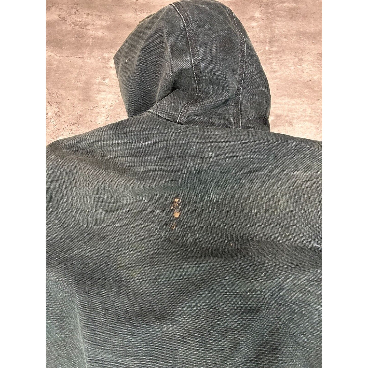 Vintage Carhartt Quilted Lined Canvas Workwear Hooded Bomber Jacket Size Large