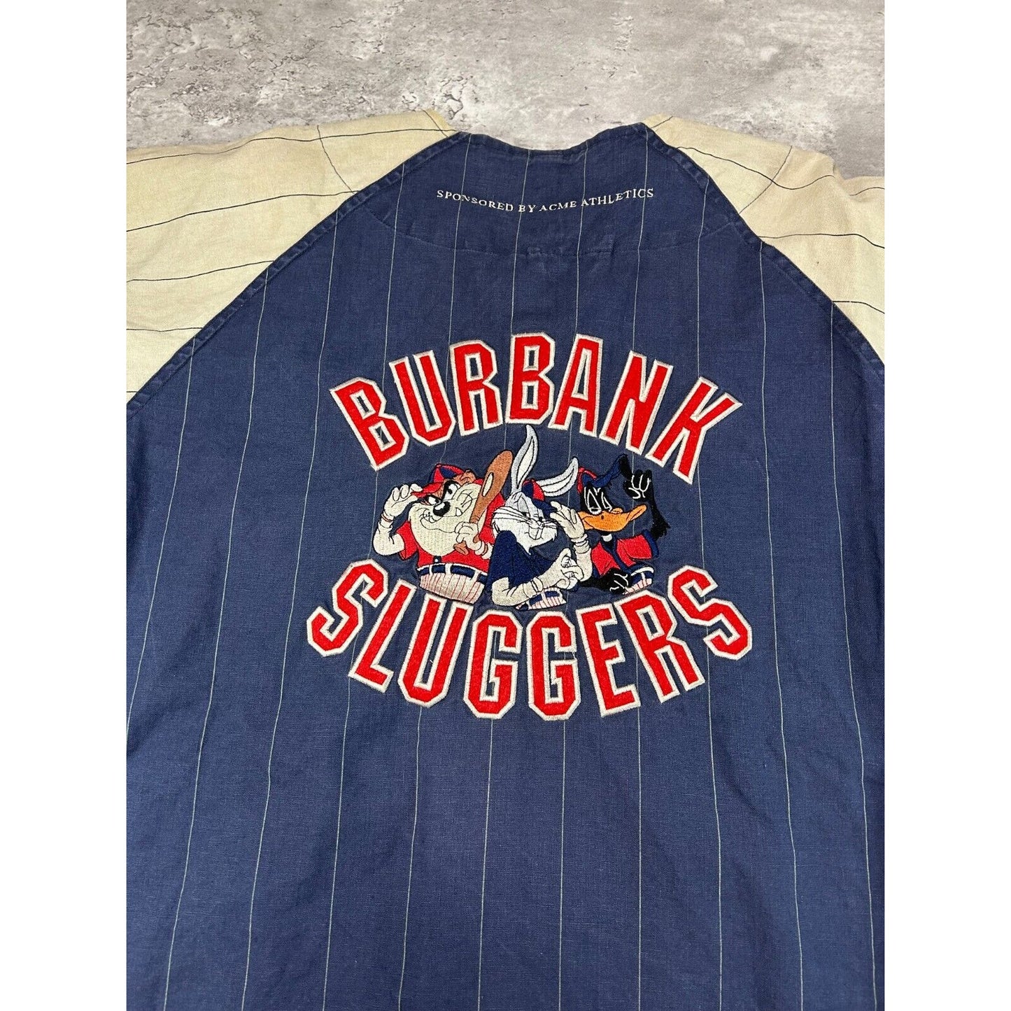 Vintage 90s Looney Tunes Embroidered Burbank Sluggers Baseball Jersey Size XL