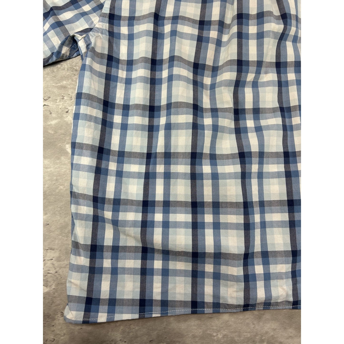 Dockers Plaid Print Short Sleeve Cropped Reworked Button Up Shirt Size Medium