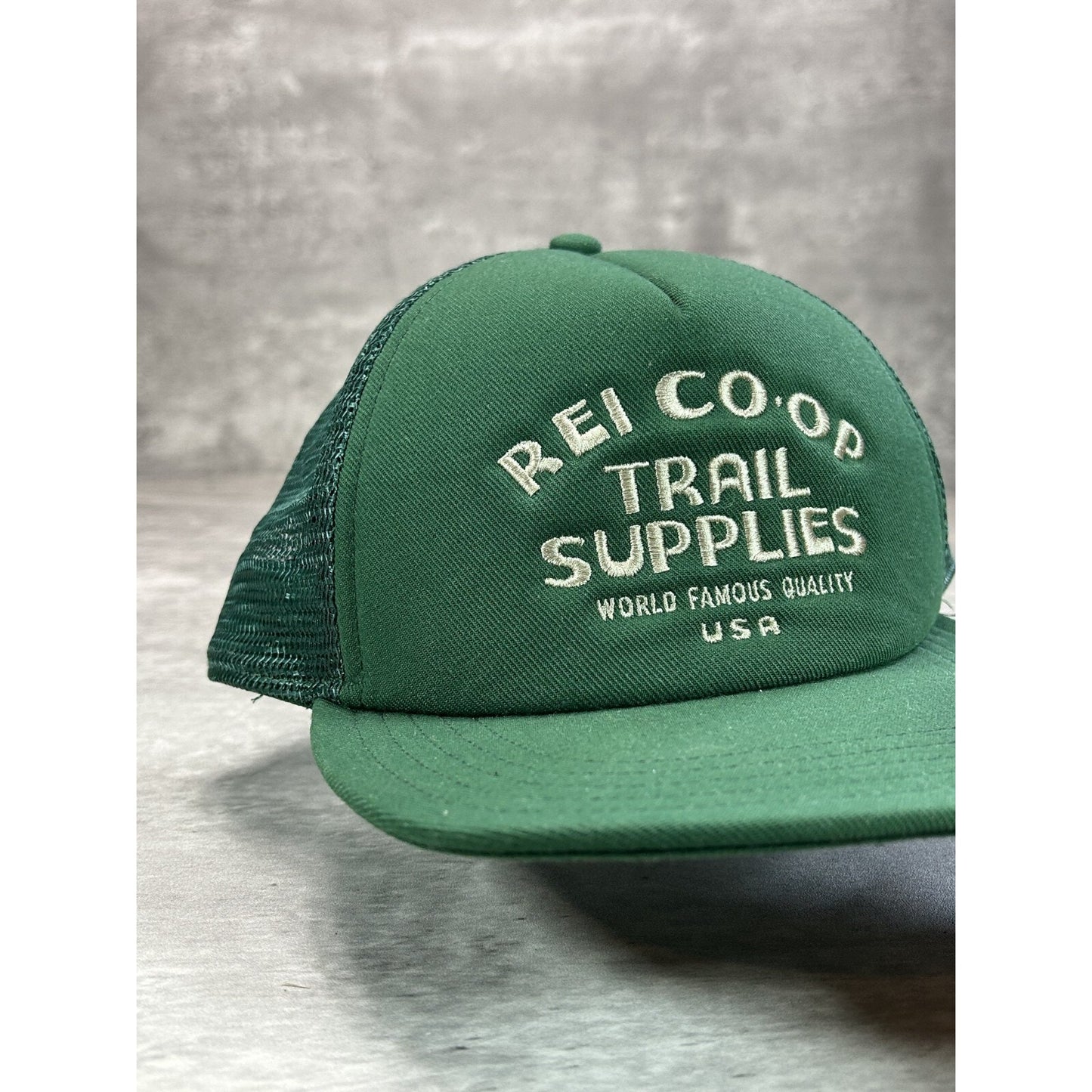 Vintage 90s Rei & Co Trail Supplies Embroidered Spellout Snapback Hat OSFA