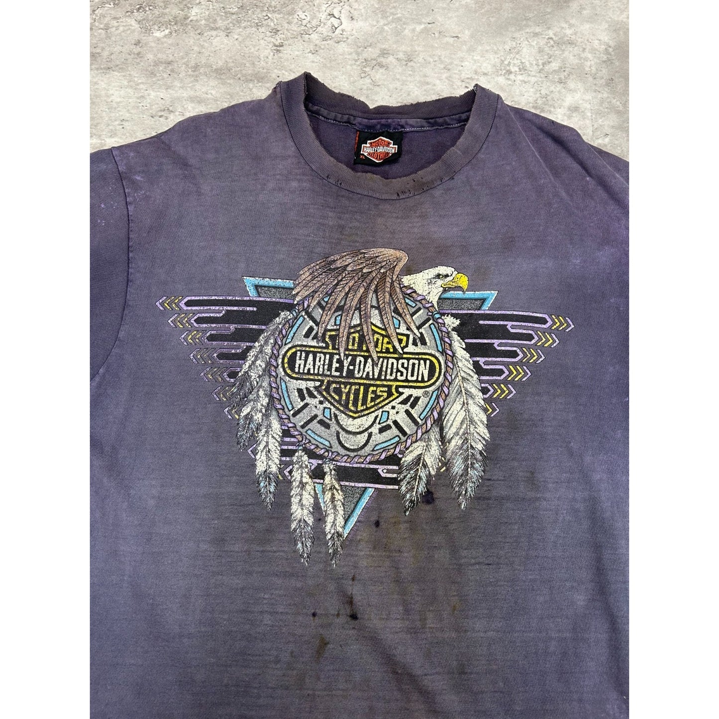 Vintage 90s Harley Davidson Distressed Bald Eagle Graphic T-Shirt Size XL