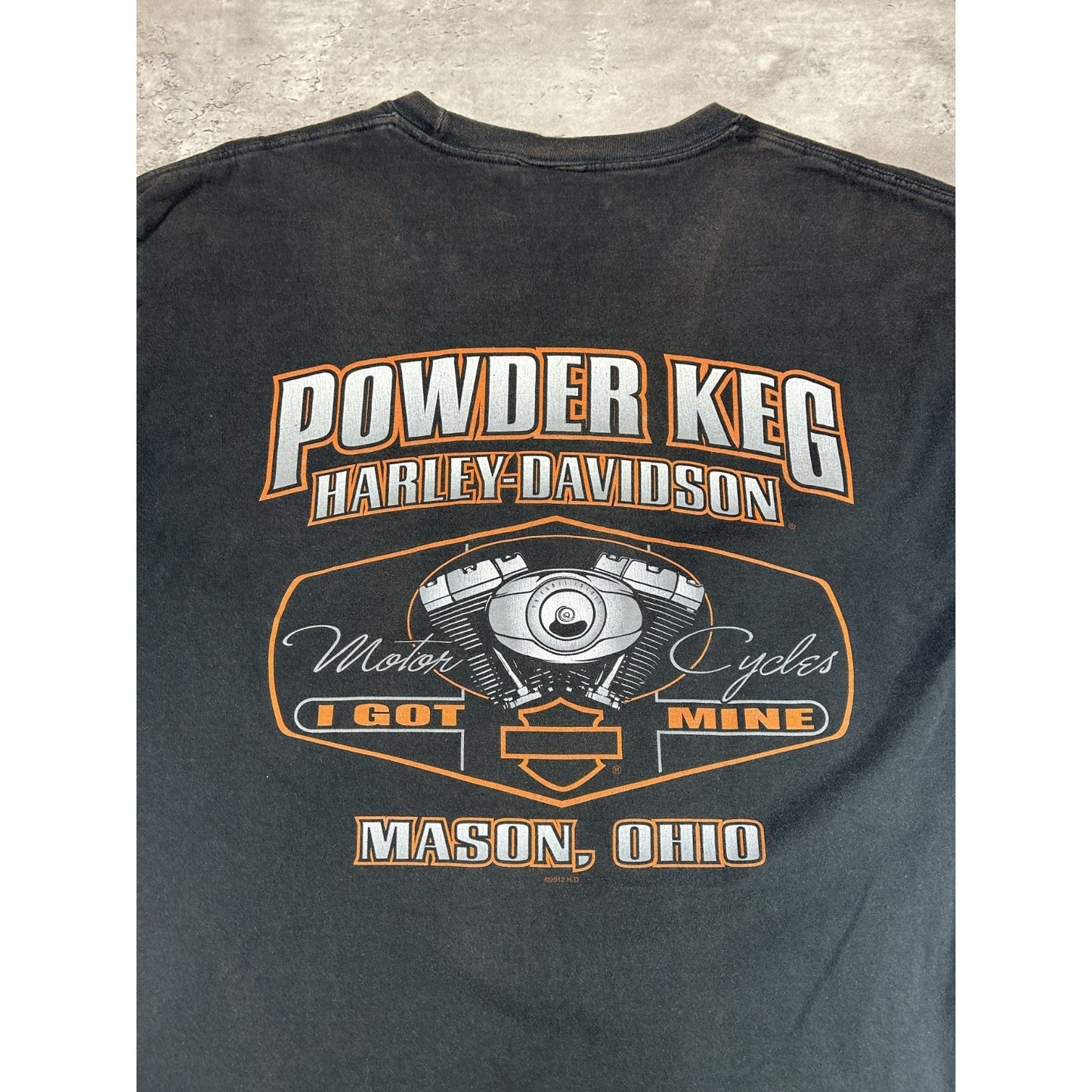 Harley Davidson I Got Mine At Powder Keg Spellout Graphic T-Shirt Size Large