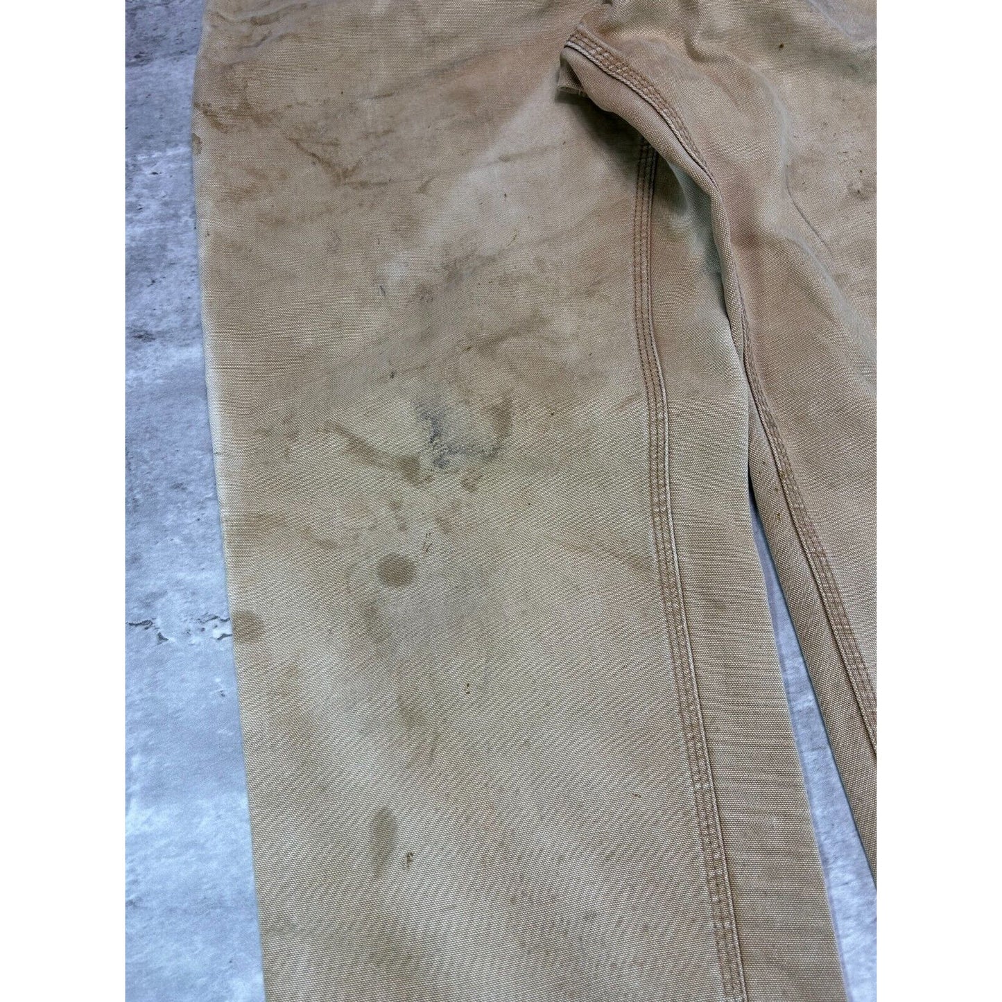 Vintage Carhartt Dungaree Fit Canvas Workwear Carpenter Pants Size 31 Beige
