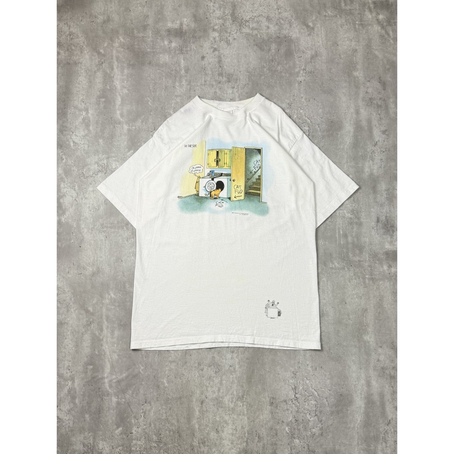 Vintage 1990 Cat Fud Cartoon Comedy Graphic T-Shirt Size XL White