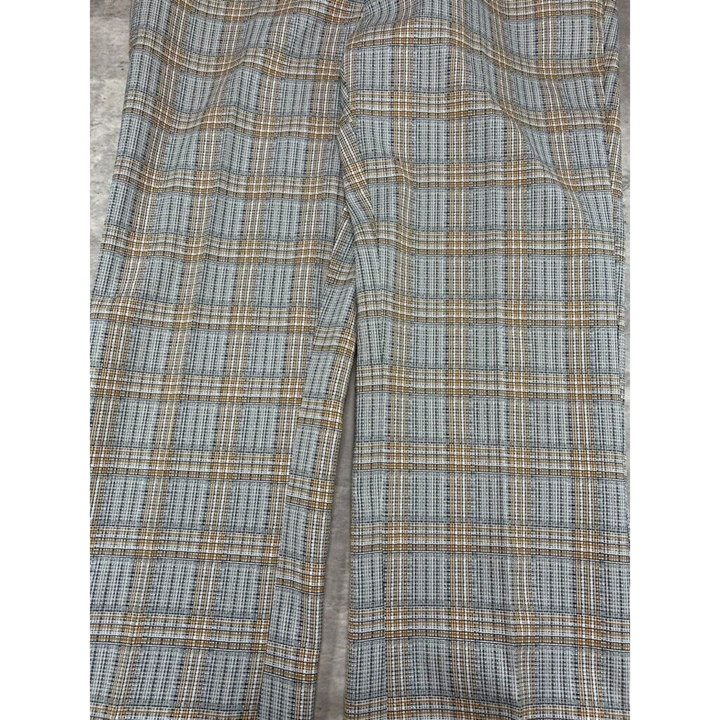 Vintage 1970s Sears Checkered Plaid Print Trouser Slack Pants Size 35