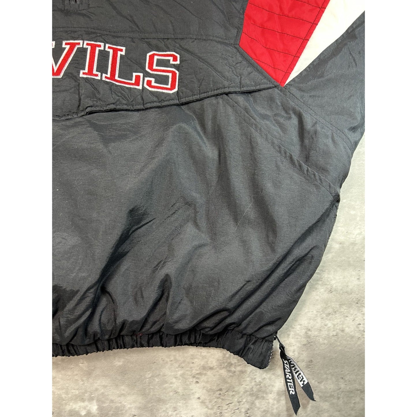 Vintage 90s New Jersey Devils NHL Starter 1/2 Pull Over Insulated Jacket Sz 2XL