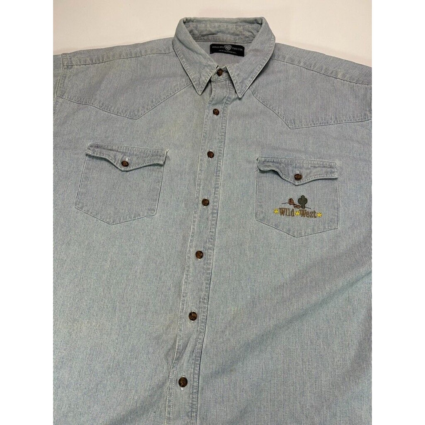 Vintage 1995 LoonEy Tunes Friends Wild West Embroidered Button Up Shirt Size XXL
