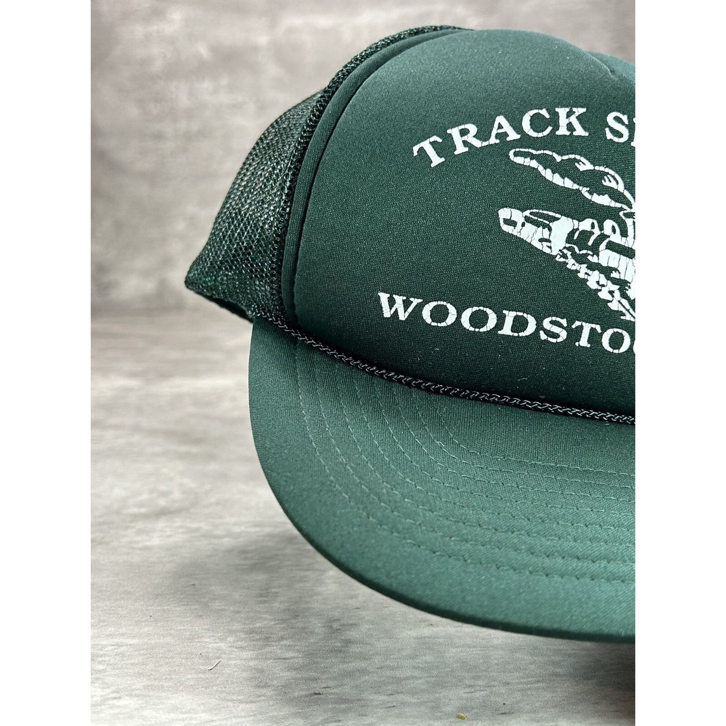 Vintage 1980s Trackside Tap Graphic Spellout Trucker Snapback Hat OSFA Green