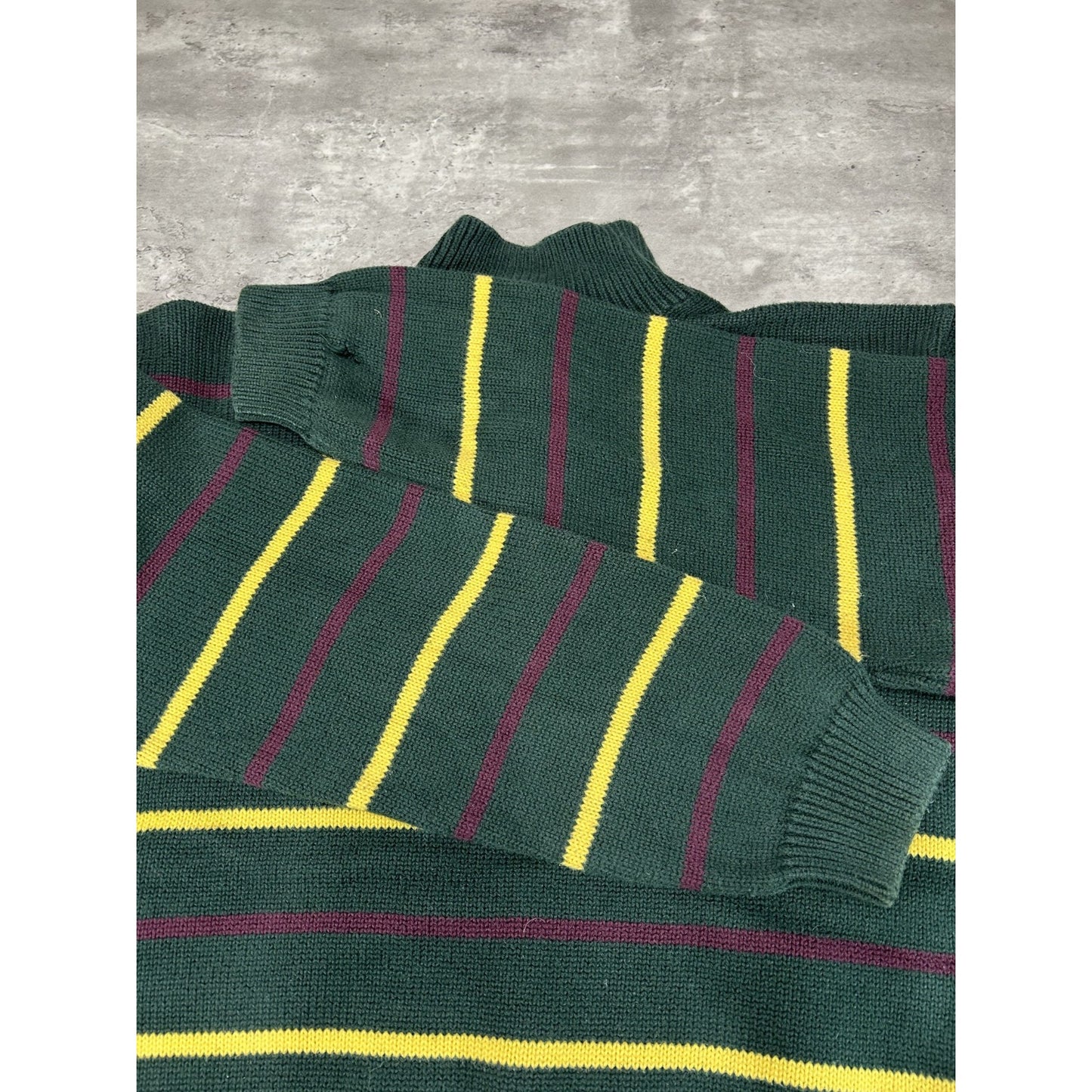 Vintage 90s Polo Ralph Lauren Striped 1/4 Button Pullover Knit Sweater Size XL