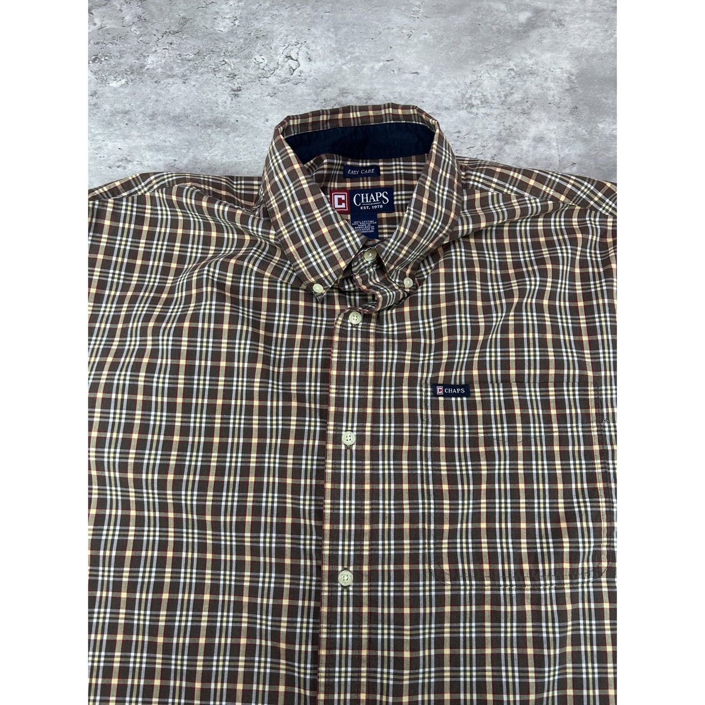 Vintage Chaps Ralph Lauren Plaid Print Reworked Cropped Button Up Shirt Sz XL